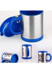 The Mohrim One-Button Electric Stirring Cup - Coffee Milk Stirring Cup - Stainless Steel Juice Mixing Cup (Blue)