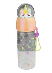 Unicorn Glass Water Bottle Peach 480ml