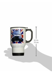 3dRose London Black Taxi Cab, British Union Jack Flag Background, Stainless Steel Travel Mug, 14-Oz