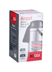 Delcasa Airpot Glass Vacuum Flask Silver/Black