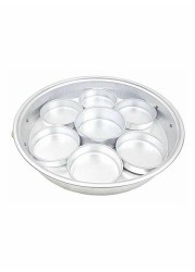 Ayda Breakfast Serving Tray With 7 Serving Plates And Lid Silver 15Inch