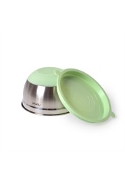 Fissman Mixing Bowl 20X12 cm / 3 Ltr With Silicone Bottom And Pe Lid Color Green Tea - Stainless Steel