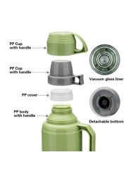 Fissman Vacuum Bottle 1800ml, Green Color (Plastic Frame With Glass Liner)