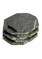 CraftsOfEgypt Set of 6 - Green Marble Stone Coasters - Octagonal Polished Coasters - 3.5 Inches (9 cm) in Diameter - Protection from Drink Rings