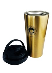 Thermal Cup Stainless Steel, Vacuum Insulated Travel Tumbler, Durable Insulated Coffee Mug, Thermal Cup with Double Partition SEALING Ring- 450ml (GOLD)