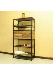 YATAI 5 Tier Wooden Bookshelf Storage Organizer With Doors