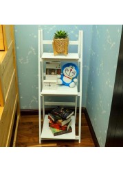 LINGWEI Ladder Design Foldable Wooden Flower Rack Book Shelves Storage Stand Flower Pot Holder For Bedroom Office Restaurants Home Decor 3 floor White