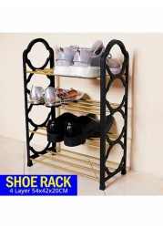 Cyber 4 Layer Shoe Rack Black/Beige