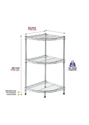 Cameltough - Corner Wire Rack 3 Shelf Chrome - 35 x 70 x 35 cm - HTC-WR610