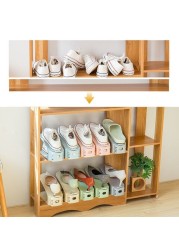 lavish New Design Space Saver Colorful Adjustable Fashion Design Plastic Folding Storage Shoe Rack Organizer 1 Unit Black