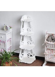 LINGWEI 4-Floor Corner Shelf，Wooden Bookshelf Flower Rack Home Bedroom Office Wall Corner Stand White Open Display Shelf