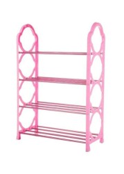 Sharpdo 4-Layer Simple Shoe Rack Pink 75X3X23Cm