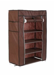 Lawazim 5-Layer Nonwoven Shoe Rack With Fabric Cover Brown 28Cm