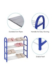 Generic-4-Tier Shoe Rack Shoes Tower Storage Organizer Shelf Cabinet for Home &amp; Office Easy to Assemble Blue