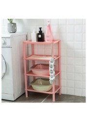 ALISSA Simple Style Plastic Bathroom Shelves 4-Tier Free Standing Rack Bathroom Organizer Multipurpose Utility Storage (Pink)