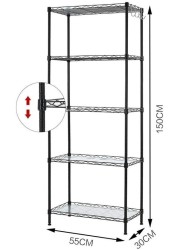 Mumoo Bear 5-Tier Wire Shelving Bathroom Storage 5 Shelves Unit Metal Kitchen Storage Rack