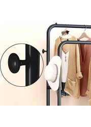 Garment Rack Double Rod Heavy Duty Free-Standing Clothes Rack Multi-Functional Bedroom Hangers Clothing Hanging Stand Organizer Storage Rack with Shoe Shelves, Wheels (32&#39;&#39; Width, Black)