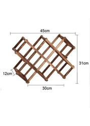 Generic Wooden Wine Rack Folding Wine Holder 10 Bottle Holder Kitchen Bar Whisky Shelf