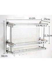 Yabbiz Market-40CM Double deck no drillingtowel rack stainless steel bathroom towel rack wall