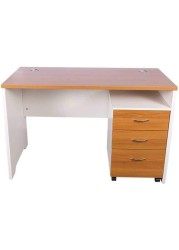 Mahmayi MDF Zelda Contemporary Office Desk, ZHM246-12, Light Walnut/White, H76.5 x W60.5 x D120 cm