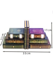 Ling Wei - Books Wood Bookends with Desktop Organizer Drawer Units, Set of 2,