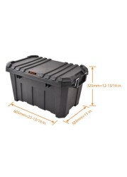 TACTIX - 45 Litre - Heavy Duty Storage Box - 60.5 W x 38.3 D x 32.5 H cm - Black - TTX-320502