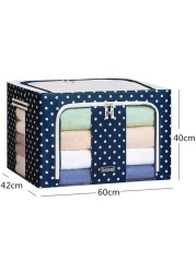 Youfen Oxford Storage Bins Boxes, Clothes Storage Bags Foldable Stackable Container Organizer Basket With Large Clear Window &amp; Carry Handles, For Bedding, Clothes (Blue-100L)