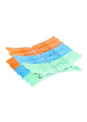 ROYALFORD 12-Piece Plastic Cloth Clip Set Green/Orange/Blue 19inch