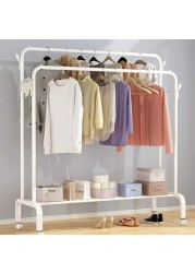 Naor Garment Cloth Rack, Clothes Hanger Stand Clothes Dryer Rail With Branch Hook Large Bottom Storage Space For Shoes Clothes Jacket Umbrella Hats Scarf Handbags (130Cm-White)