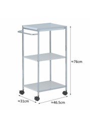 Zenments, 2-Metal Shelf and 1-PP Tray Trolley, Chrome, 46.5Wx31Dx76H cm, HTC-ZEN-269