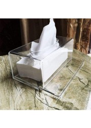 Beauenty Acrylic Clear Tissue Box Cover Rectangular Napkin Car Office Paper Holder Case