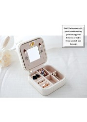 Anself-Small Portable Travel Jewelry Box Organizer Storage Case for Rings Earrings Necklaces