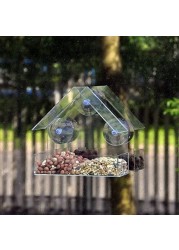 Generic Clear Glass Window Viewing Bird Feed Hotel Table Seed Peanut Hanging Suction