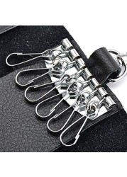 Jj-Boutique Leather Pocket Key Organizer Case With 6 Hooks &amp; 1 Car Key Fob Holder (Black)