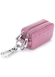 Jj-Boutique Two-Sides Mini Leather Car Key Case, Key Holder Key Organizer Wallet (Pink)