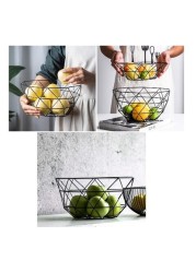 ALISSA Geometric Metal Wire Basket Decorative Fruit Storage Bowl Countertop Display (Black)