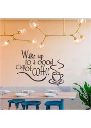 Generic Wake Up To A Good Cup Of Coffee English Wall Stickers Multicolour 35X25cm