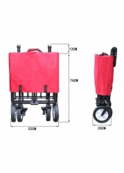 4 Wheel Folding Heavy Duty Outdoor Cart Red/Black