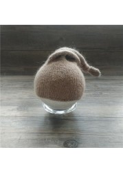 Newborn fuzzy hat photography props, handmade mink yarn bonnet photo props