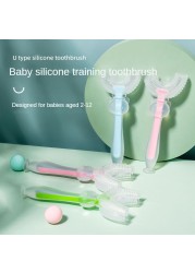 Kids Toothbrush U-Shape Infant Toothbrush With Silicone Handle Oral Care Cleaning Brush For Toddlers Ages 2-12 Drop Shipping