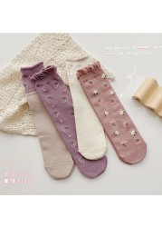 Spring 2022 New Korean Style Deer Junmi Baby Girls Cotton Pantyhose Set Cute Breathable Floral Baby Socks 4 Pairs/Sets