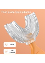 Liquid Silicone U-Shape Manual Oral Care Kids Toothbrush Cartoon Pattern Baby Teeth Cleaning Tool Children Toothbrush