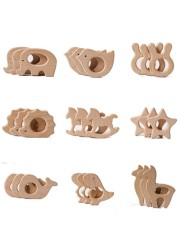 Let's Make 20pcs Wooden Teeth Natural Beech Wood Animal Wholesale DIY Bracelet Chain Accessories New Born BPA Free Elephant