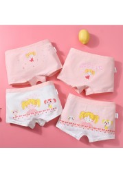 Girls Panties Kids Underwear Cotton Children Briefs Trellis Stripes Cute Cartoon Short Red 4pcs/lot