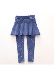 girls leggings baby girls skirt-pants baby fleece pants girls spring/autumn warm pants 2-7 years old girls pants with little dot