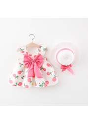 Melario 2pcs Kids Summer Set Korean Cute Floral Newborn Baby Girls Dress Sleeveless Beach Princess Toddler Sun Dresses