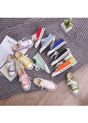 Baby Girl Sneakers Boy Shoes Kids Jelly Color Canvas Shoes Lace Up Classic Flats Children Shoes for Student C07182