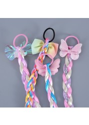 Princess Wig Ropes Cute Girls Princess Twist Hair Pieces Elastic Hair Bands Ponytail Headwear Elsa Unicorn Baby Hair Accessories