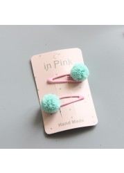 2pcs/set cute lace pom pom baby hair clips cute kids girl hairpin hair accessories hair clips for children