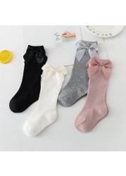 Baby Girls Socks New Toddlers Big Girl Bow Knee High Long Soft Kids Socks Bowknot 100% Cotton 0-3 Years Newborn Socks